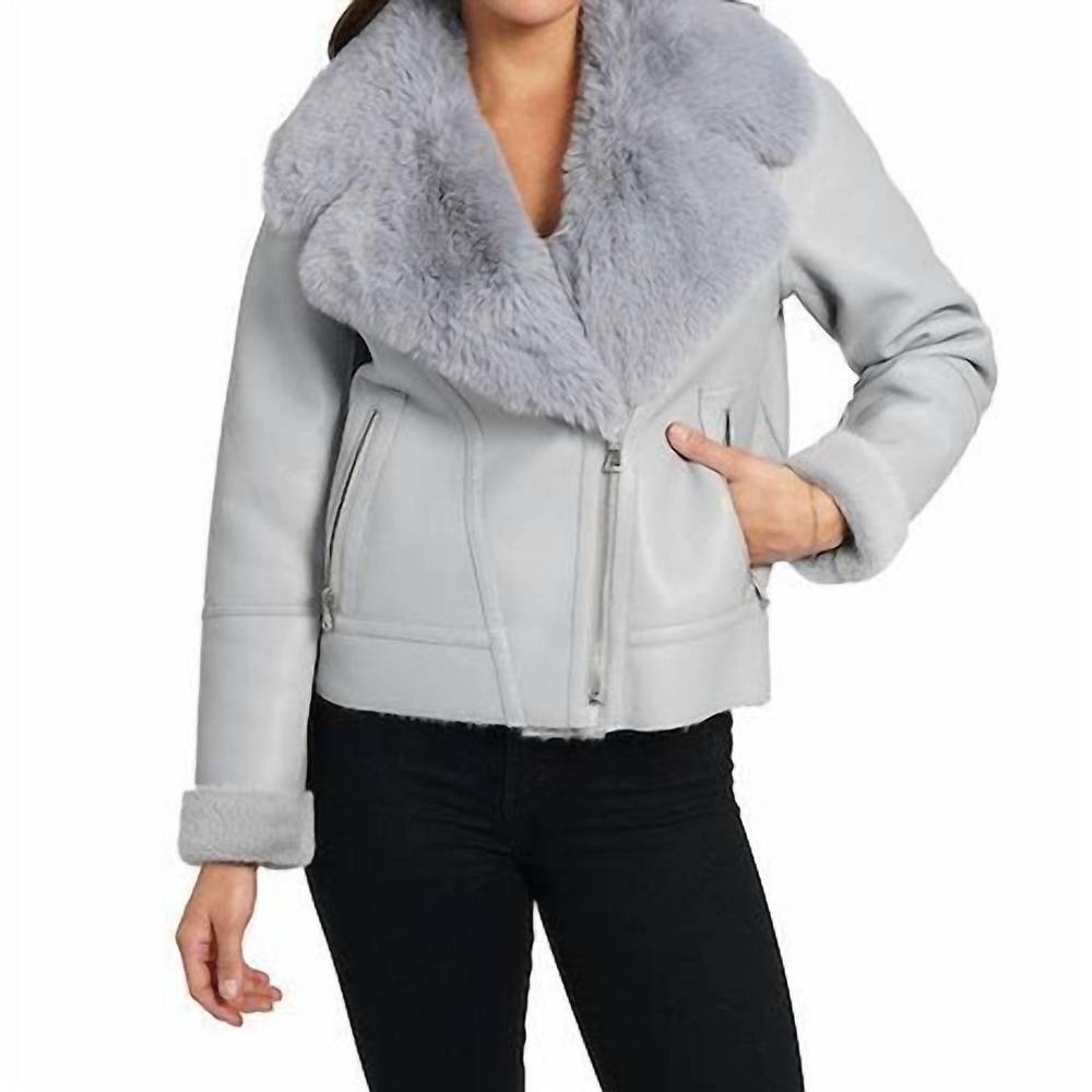 NEW LOVE TOKEN alana faux leather jacket in silver